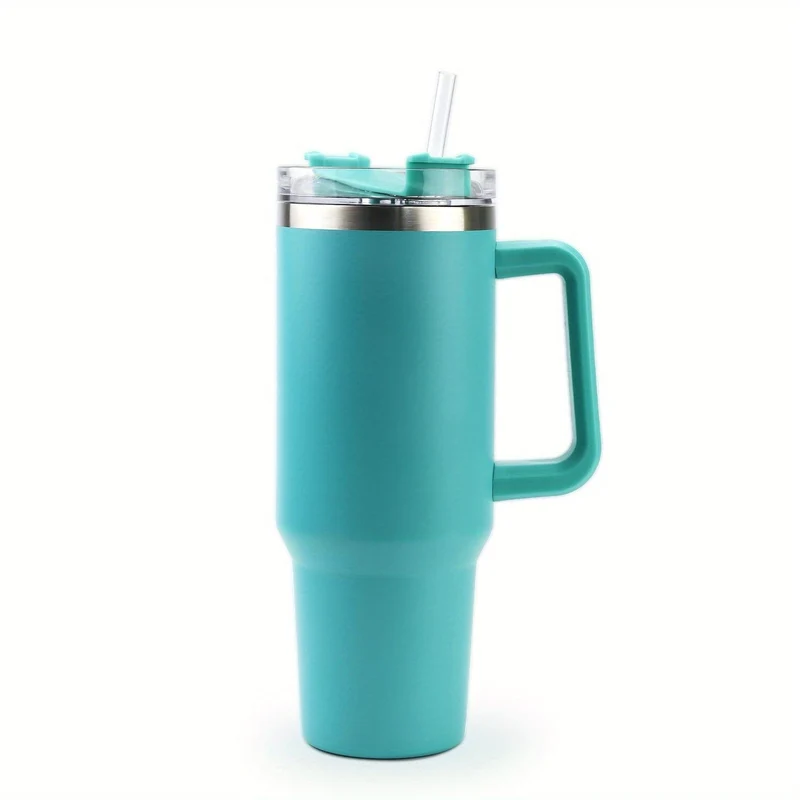 1 Stück 40-Unzen-Becher mit Deckel und Strohhalm, vakuumisolierter Reisebecher aus 18/8-Edelstahl, Thermo- und LCD-Kaffeetasse, doppelwandige, auslaufsichere Sportwasserflasche für heiße und kalte Getränke