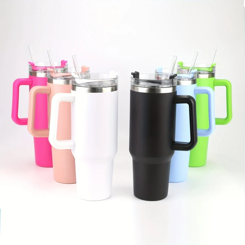 1 Stück 40-Unzen-Becher mit Deckel und Strohhalm, vakuumisolierter Reisebecher aus 18/8-Edelstahl, Thermo- und LCD-Kaffeetasse, doppelwandige, auslaufsichere Sportwasserflasche für heiße und kalte Getränke