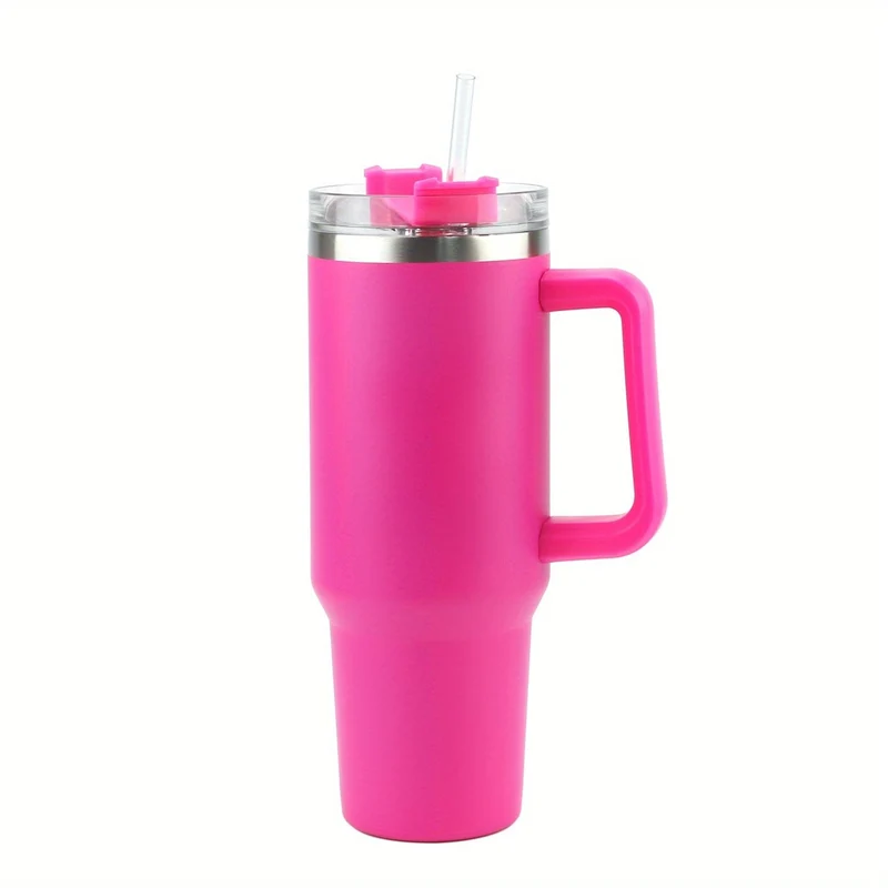 1 Stück 40-Unzen-Becher mit Deckel und Strohhalm, vakuumisolierter Reisebecher aus 18/8-Edelstahl, Thermo- und LCD-Kaffeetasse, doppelwandige, auslaufsichere Sportwasserflasche für heiße und kalte Getränke