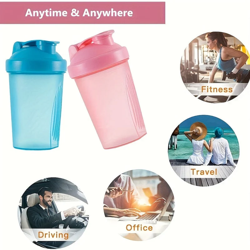 1 Stück, 400 ml (13.5 oz) Shaker-Flasche, BPA-frei, Protein-Shaker-Flasche, Mini-Sport-Shaker-Flasche aus Kunststoff, tragbar, Outdoor-Sport-Wasserflasche, Trinkgeschirr