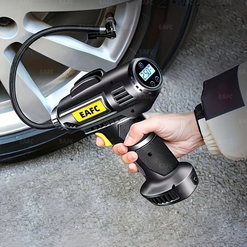 Tragbarer 120-W-Autoluftkompressor: Pumpen Sie Ihre Reifen ganz einfach auf – kabellose und kabelgebundene Handpumpe mit LED-Licht