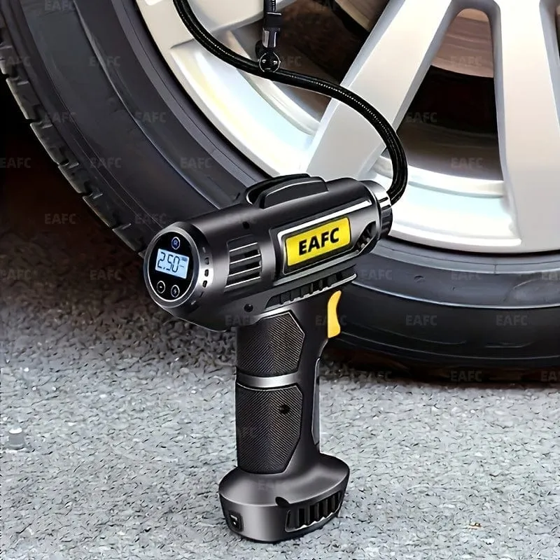 Tragbarer 120-W-Autoluftkompressor: Pumpen Sie Ihre Reifen ganz einfach auf – kabellose und kabelgebundene Handpumpe mit LED-Licht