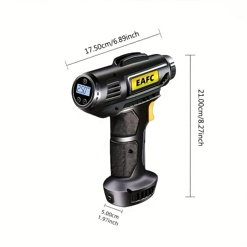 Tragbarer 120-W-Autoluftkompressor: Pumpen Sie Ihre Reifen ganz einfach auf – kabellose und kabelgebundene Handpumpe mit LED-Licht