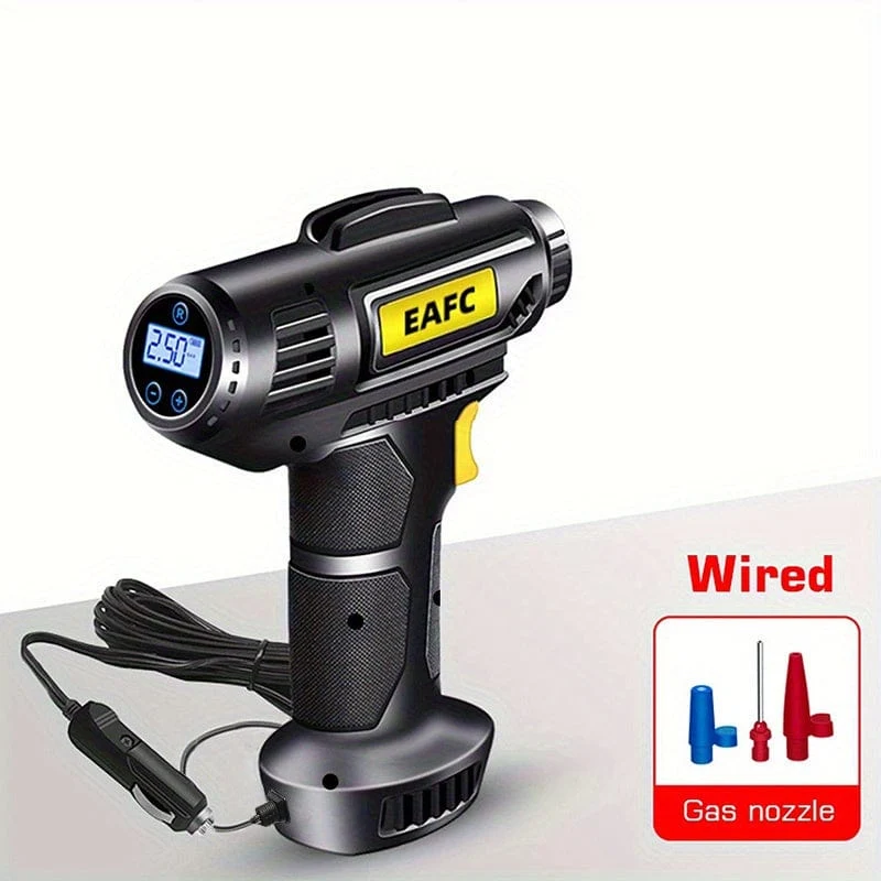 Tragbarer 120-W-Autoluftkompressor: Pumpen Sie Ihre Reifen ganz einfach auf – kabellose und kabelgebundene Handpumpe mit LED-Licht