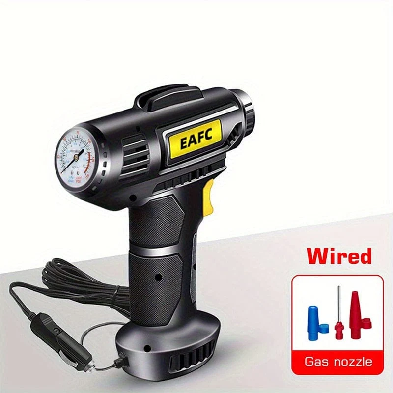 Tragbarer 120-W-Autoluftkompressor: Pumpen Sie Ihre Reifen ganz einfach auf – kabellose und kabelgebundene Handpumpe mit LED-Licht