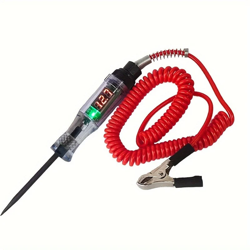 Auto-Teststift-Stromkreistester, DC-LKW-Spannungs-Digitalanzeige, langer Sondenstift mit Licht, Kfz-Diagnosewerkzeuge, Auto-Reparatur-Werkzeug