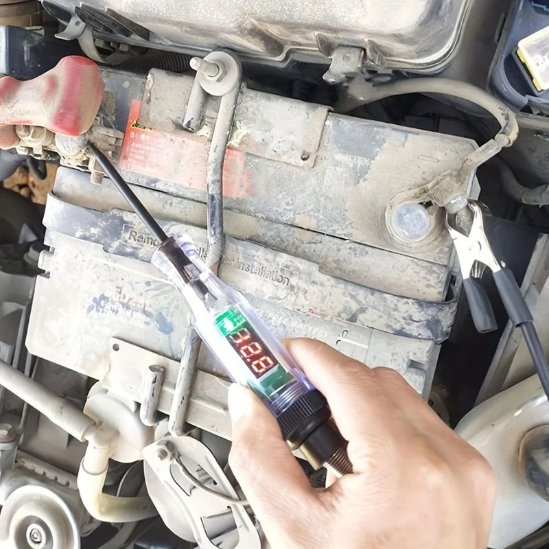 Auto-Teststift-Stromkreistester, DC-LKW-Spannungs-Digitalanzeige, langer Sondenstift mit Licht, Kfz-Diagnosewerkzeuge, Auto-Reparatur-Werkzeug