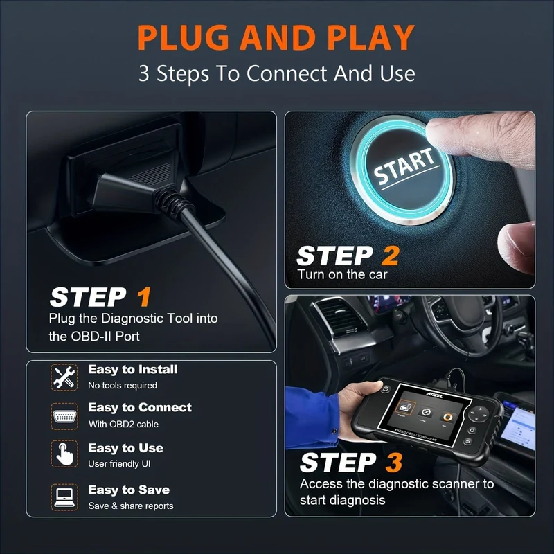 FX2000 Auto-OBD2-Scanner, ABS-SRS-Getriebe-Airbag-OBDII-Scanner-Diagnosetool, Überprüfung des Automotor-Codelesers, Fahrzeug-Scan-Tool