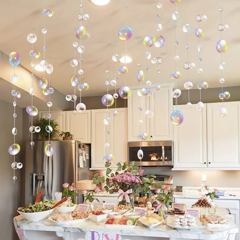 2 Stück Blasengirlanden, Meerjungfrauen-Party-Dekoration, farbig blau, flache Ausschnitte, hängende Luftschlange für Geburtstag, Taufe, Hochzeit, Ozean-Wandaufkleber, Babyparty, unter dem Meer, festlich, Kinderzimmer, Foto-Requisiten, Szenendekoration, Raumdekoration, Heimdekoration