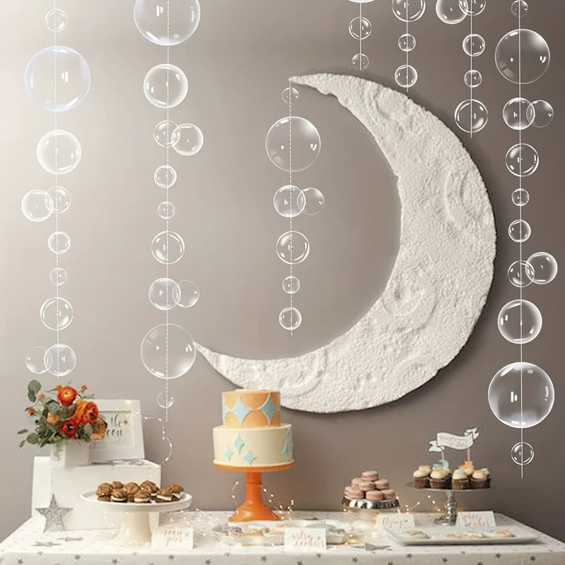 2 Stück Blasengirlanden, Meerjungfrauen-Party-Dekoration, farbig blau, flache Ausschnitte, hängende Luftschlange für Geburtstag, Taufe, Hochzeit, Ozean-Wandaufkleber, Babyparty, unter dem Meer, festlich, Kinderzimmer, Foto-Requisiten, Szenendekoration, Raumdekoration, Heimdekoration