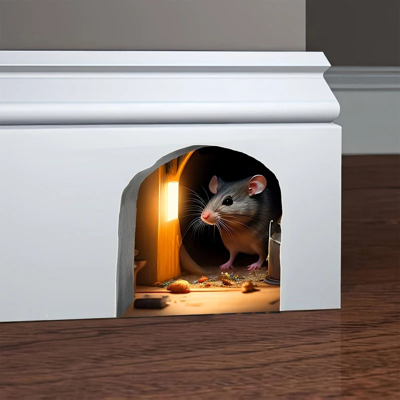 1 Stück 3D-Effekt, Persönlichkeit, Mausloch, Fensteraufkleber, Wandaufkleber, niedlicher Tieraufkleber, Heimdekoration, wasserdicht, feuchtigkeitsbeständig, selbstklebender Aufkleber für Wohnzimmer, Heimdekoration