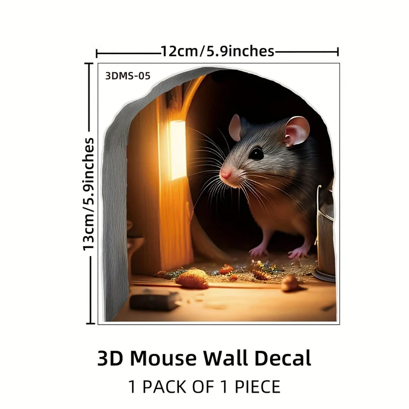 1 Stück 3D-Effekt, Persönlichkeit, Mausloch, Fensteraufkleber, Wandaufkleber, niedlicher Tieraufkleber, Heimdekoration, wasserdicht, feuchtigkeitsbeständig, selbstklebender Aufkleber für Wohnzimmer, Heimdekoration