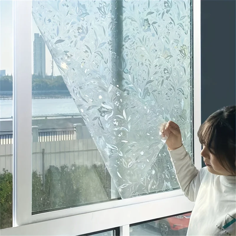 1 Rolle Tulpen-Sichtschutzglasfolie, statisch haftende Fensterfolie, geeignet für Büro- und Heimdekoration