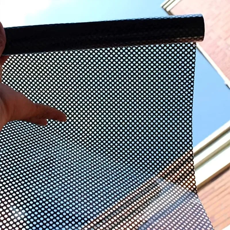 1 Rolle Sichtschutzfolie für Buntglasfenster – nicht klebend, UV-Sonnenschutz, einseitig perforiert, schwarze Vinylaufkleber für Badezimmertürverkleidungen und druckbare gravierte Designs