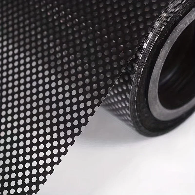 1 Rolle Sichtschutzfolie für Buntglasfenster – nicht klebend, UV-Sonnenschutz, einseitig perforiert, schwarze Vinylaufkleber für Badezimmertürverkleidungen und druckbare gravierte Designs