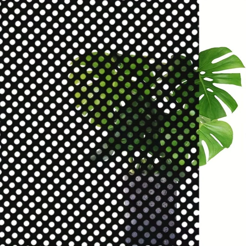 1 Rolle Sichtschutzfolie für Buntglasfenster – nicht klebend, UV-Sonnenschutz, einseitig perforiert, schwarze Vinylaufkleber für Badezimmertürverkleidungen und druckbare gravierte Designs