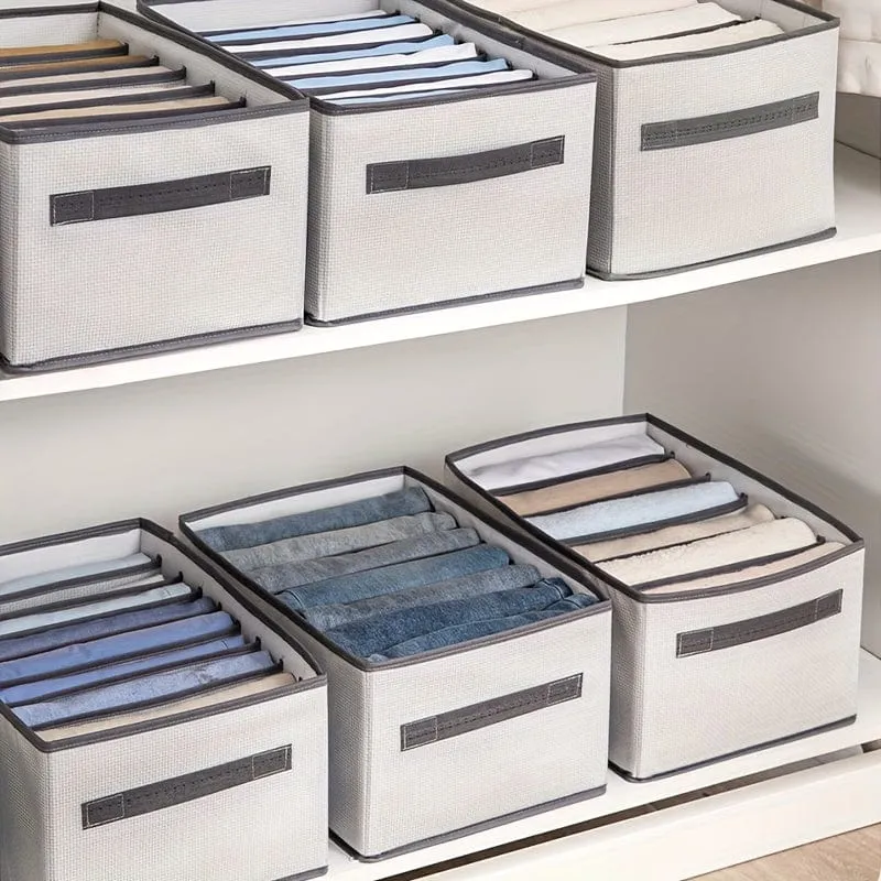 1 Stück Jeans-Schubladen-Organizer, faltbare Aufbewahrungsbox, Stoff-Kleiderschrank-Organizer, Kleideraufbewahrungs-Organizer, Schubladenteiler für Hosen, Hemden, Decken, Heimaufbewahrung, Heimdekoration, platzsparende Organisation, Schlafzimmer-Accessoires