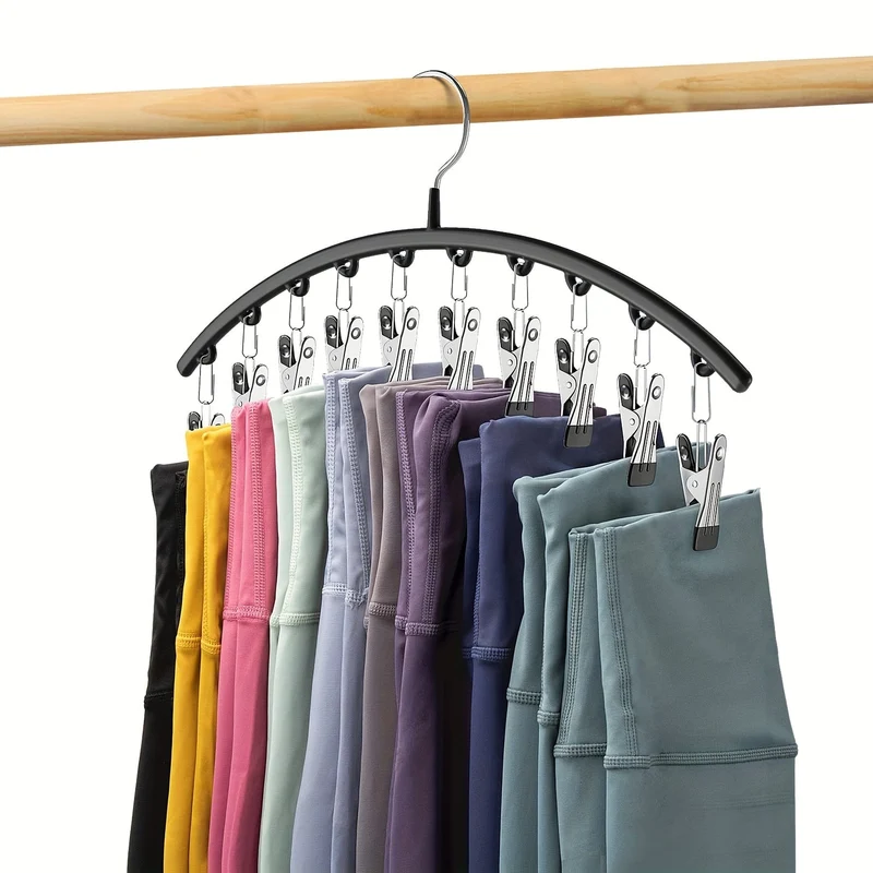 1 Stück Hosenbügel mit 10 Clips, zum Halten von Leggings/Jeans/Hüten, platzsparend im Haushalt für die Organisation von Schlafzimmer, Badezimmer, Schrank, Kleiderschrank, Zuhause, Wohnheim, Reisen
