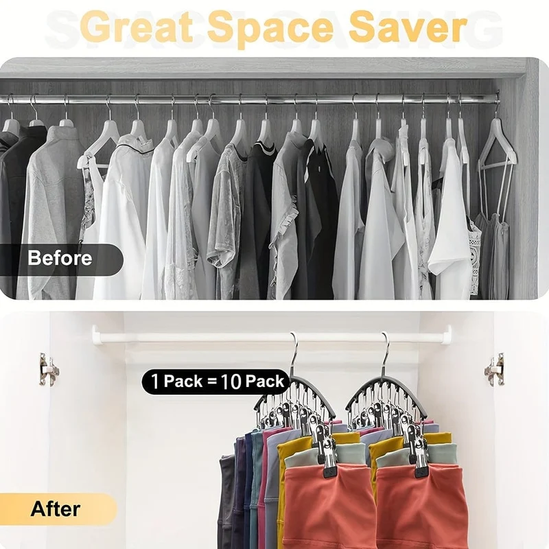 1 Stück Hosenbügel mit 10 Clips, zum Halten von Leggings/Jeans/Hüten, platzsparend im Haushalt für die Organisation von Schlafzimmer, Badezimmer, Schrank, Kleiderschrank, Zuhause, Wohnheim, Reisen