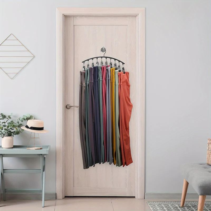 1 Stück Hosenbügel mit 10 Clips, zum Halten von Leggings/Jeans/Hüten, platzsparend im Haushalt für die Organisation von Schlafzimmer, Badezimmer, Schrank, Kleiderschrank, Zuhause, Wohnheim, Reisen