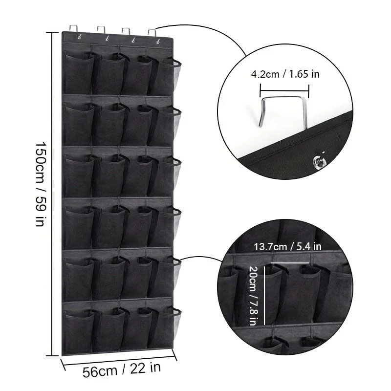 1 Stück Schuhregal über der Tür mit 24 großen Netztaschen, hängender Schuh-Organizer für den Schrank, hängender Schuhregal-Halter, hält bis zu 14.97 kg, Aufbewahrung und Organisation zu Hause