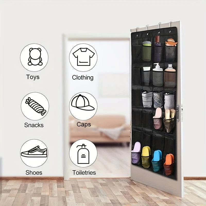 1 Stück Schuhregal über der Tür mit 24 großen Netztaschen, hängender Schuh-Organizer für den Schrank, hängender Schuhregal-Halter, hält bis zu 14.97 kg, Aufbewahrung und Organisation zu Hause