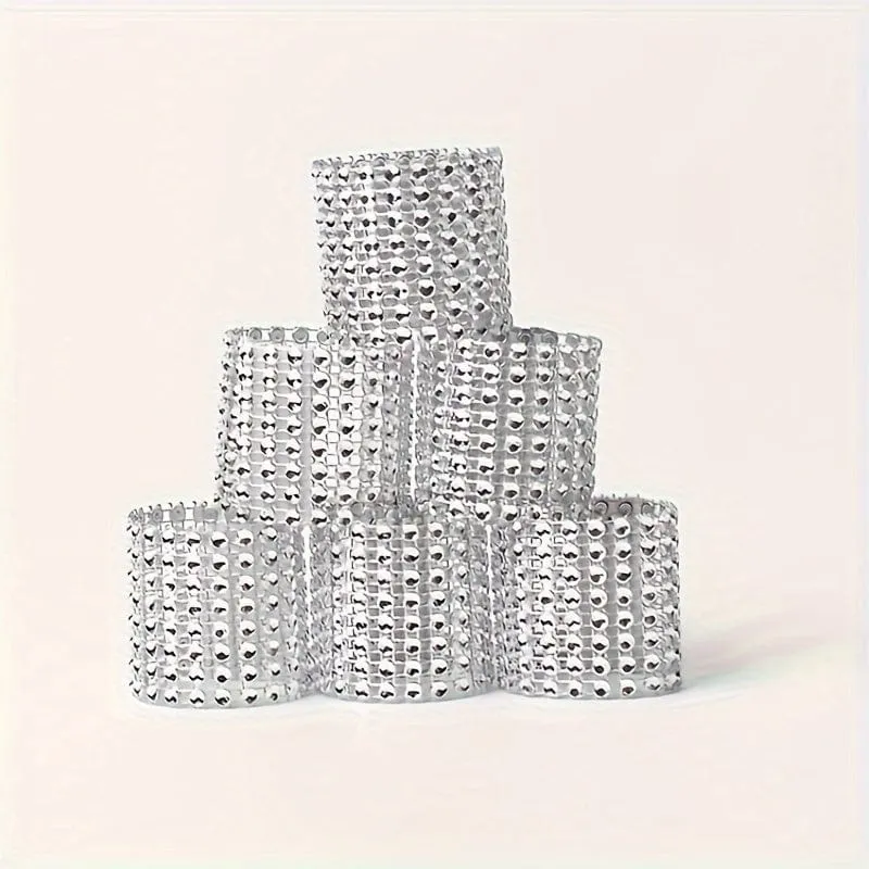50 Stück, goldene Serviettenringe, elegante, einfarbige Serviettenschnalle mit Strasssteinen aus Kunststoff, polierte Metallringe aus Gusseisen, Weihnachtsdekoration, Esstischdekoration