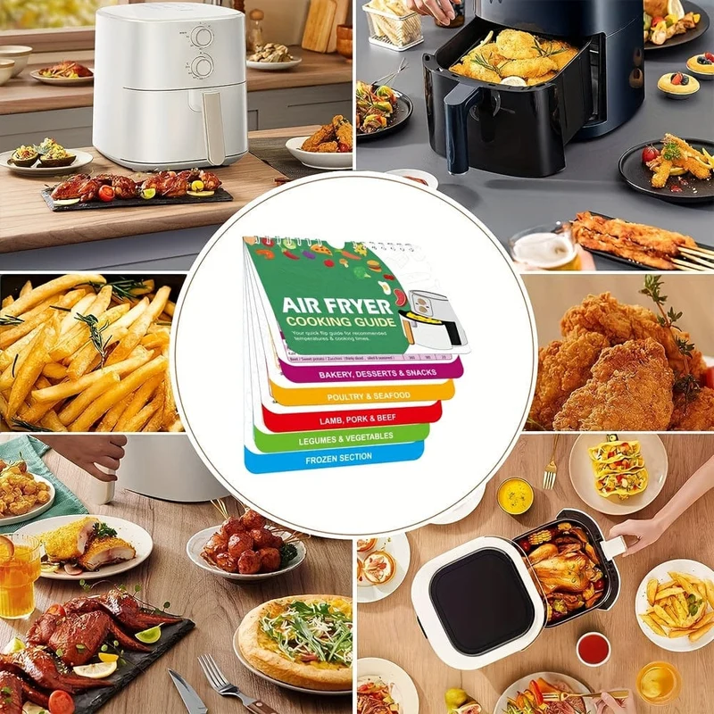 1 x Air Fryer Cheat Table Magnet-Kochanleitungsbroschüre, Air Fryer Magnetic Cheat Table Set Kochplan, Rezept Instant Air Fryer Zubehör Ofen Kochtopf Temperaturanleitung Küchenumwandlung