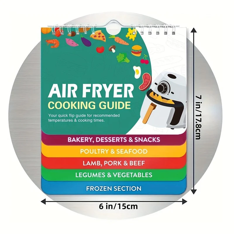 1 x Air Fryer Cheat Table Magnet-Kochanleitungsbroschüre, Air Fryer Magnetic Cheat Table Set Kochplan, Rezept Instant Air Fryer Zubehör Ofen Kochtopf Temperaturanleitung Küchenumwandlung
