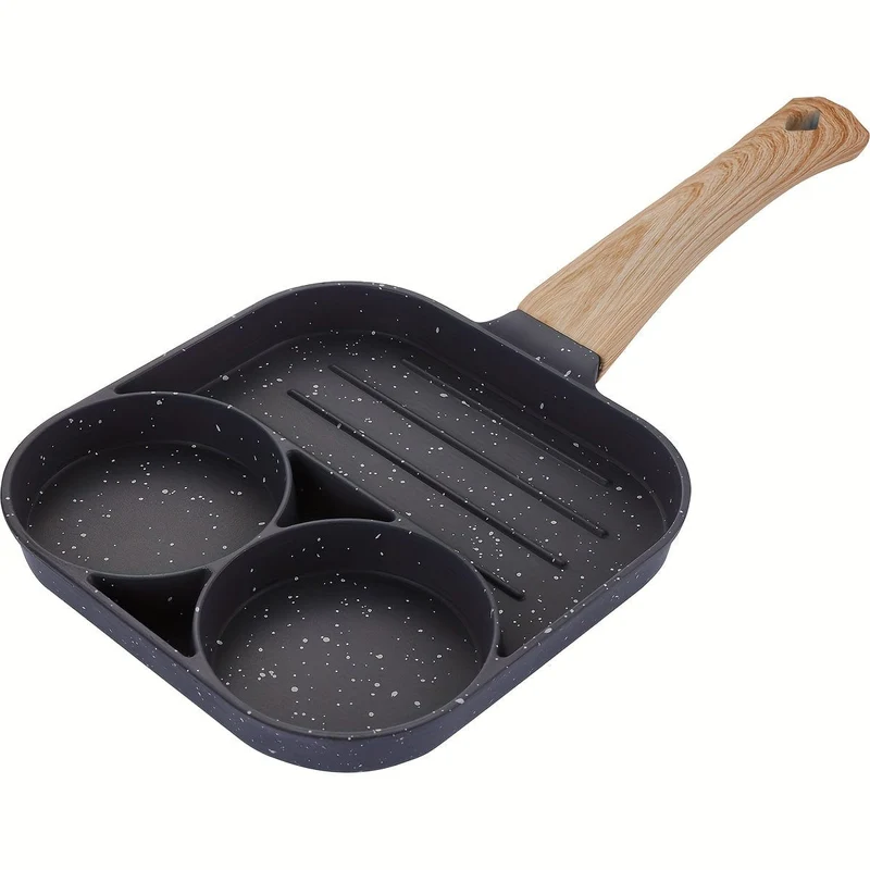 1 Stück Drei-in-Eins-Eierpfanne, Antihaft-Frühstückspfanne, Ei mit flachem Boden, Burgerpfanne, Steakpfanne für den Haushalt, Küchenzubehör, Küchenbedarf
