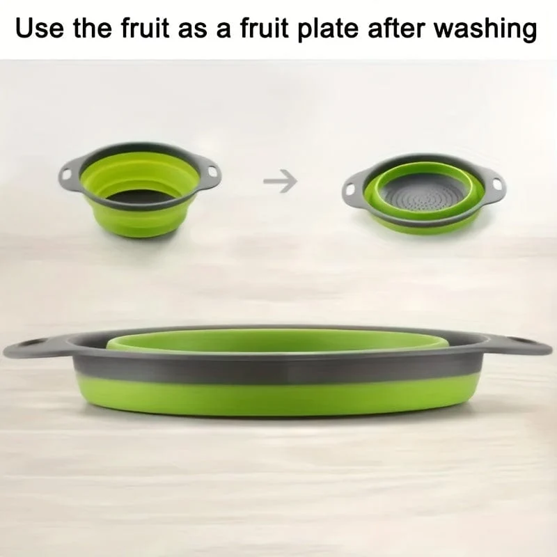 1 Stück, zusammenklappbares Sieb, rundes Küchensieb aus Kunststoff, perfekt zum Abtropfen von Nudeln, Gemüse und Obst, Küchenhelfer, Küchenzubehör