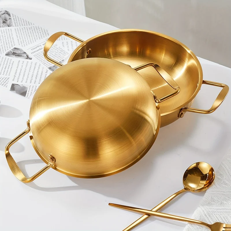 1 Stück goldener Ramen-Topf aus Edelstahl, Hot Pot, Suppentopf, Kochgeschirr für Flusskrebse und Meeresfrüchte, Küchengeschirr, Restaurantbedarf