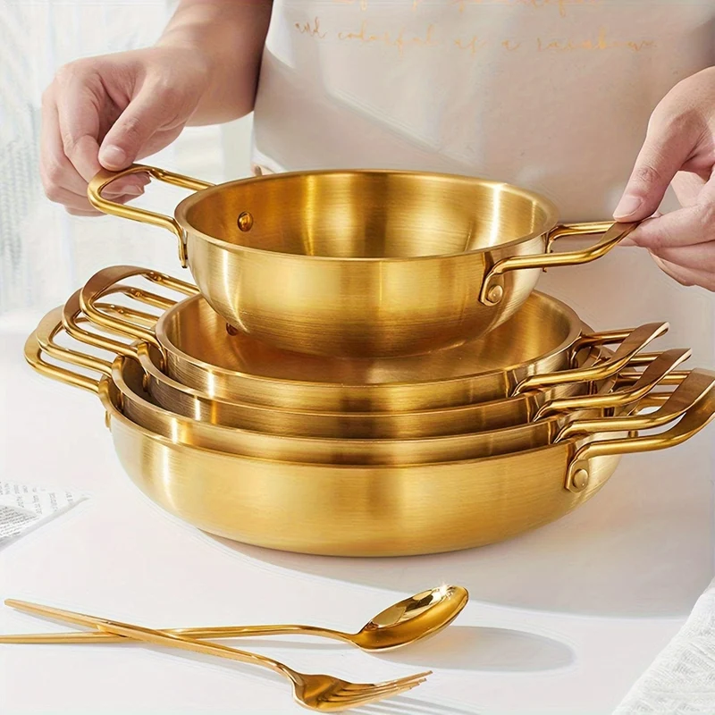 1 Stück goldener Ramen-Topf aus Edelstahl, Hot Pot, Suppentopf, Kochgeschirr für Flusskrebse und Meeresfrüchte, Küchengeschirr, Restaurantbedarf