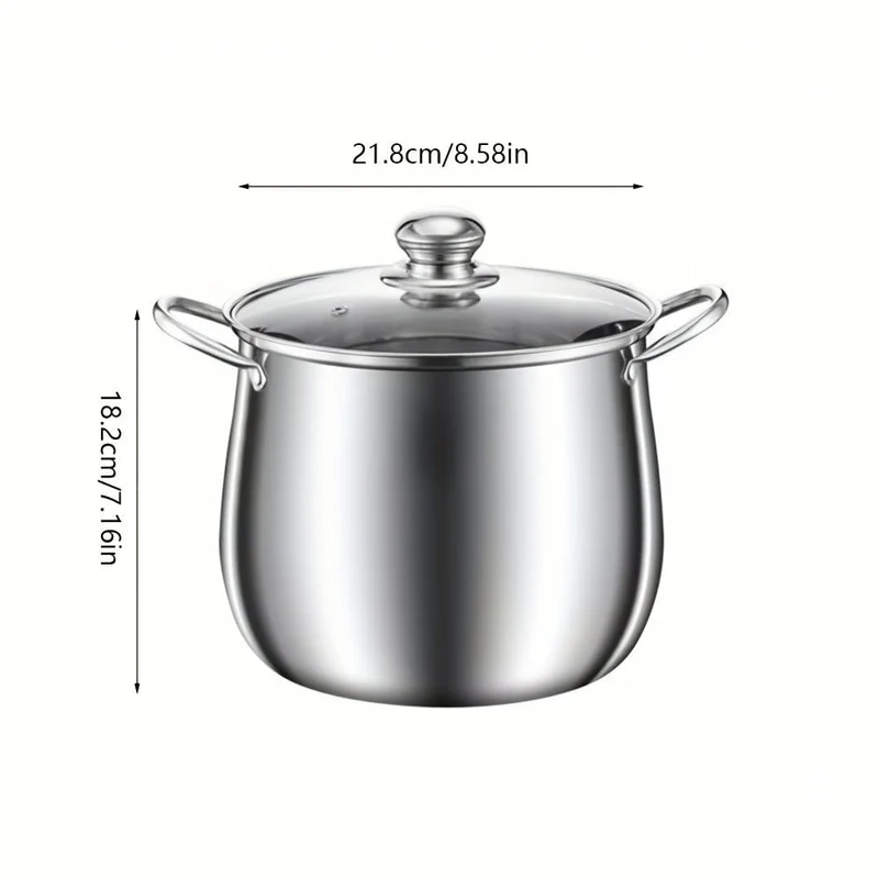 1 Suppentopf aus Edelstahl (21.79 cm), großer Suppentopf, Suppentopf, Küchenutensilien, Küchenhelfer, Küchenzubehör, Küchenartikel für Zuhause