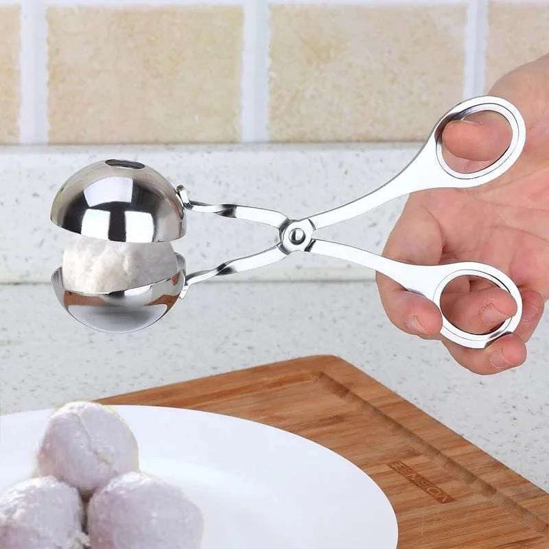1 Stück, Fleischballausstecher, Fleischbällchenformer aus Edelstahl, Fleischballausstecher-Zange, Cake Pop, Eiszange, Keksteig-Schaufel, Küchenhelfer, Küchenutensilien, Küchenzubehör, Küchenartikel für Zuhause