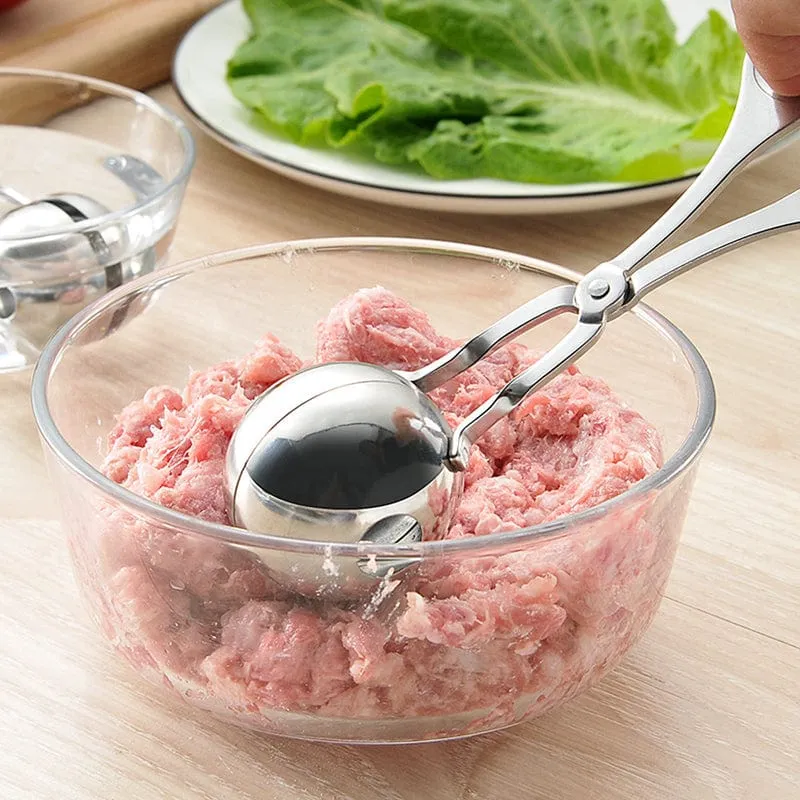 1 Stück, Fleischballausstecher, Fleischbällchenformer aus Edelstahl, Fleischballausstecher-Zange, Cake Pop, Eiszange, Keksteig-Schaufel, Küchenhelfer, Küchenutensilien, Küchenzubehör, Küchenartikel für Zuhause