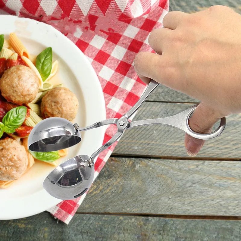 1 Stück, Fleischballausstecher, Fleischbällchenformer aus Edelstahl, Fleischballausstecher-Zange, Cake Pop, Eiszange, Keksteig-Schaufel, Küchenhelfer, Küchenutensilien, Küchenzubehör, Küchenartikel für Zuhause