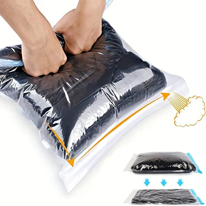 10 Stück Kompressionsbeutel für Reisen, Reisezubehör, platzsparende Beutel, kein Vakuum oder Pumpe erforderlich, Vakuum-Aufbewahrungsbeutel für Reiseutensilien, Reise- und Heimverpackungs-Organizer (blau), Reisezubehör