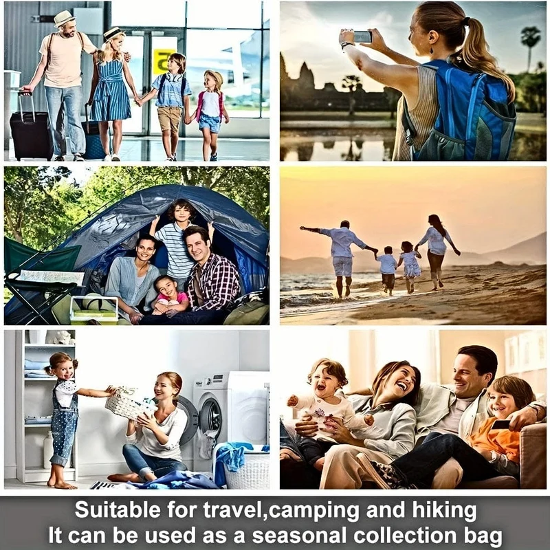 10 Stück Kompressionsbeutel für Reisen, Reisezubehör, platzsparende Beutel, kein Vakuum oder Pumpe erforderlich, Vakuum-Aufbewahrungsbeutel für Reiseutensilien, Reise- und Heimverpackungs-Organizer (blau), Reisezubehör