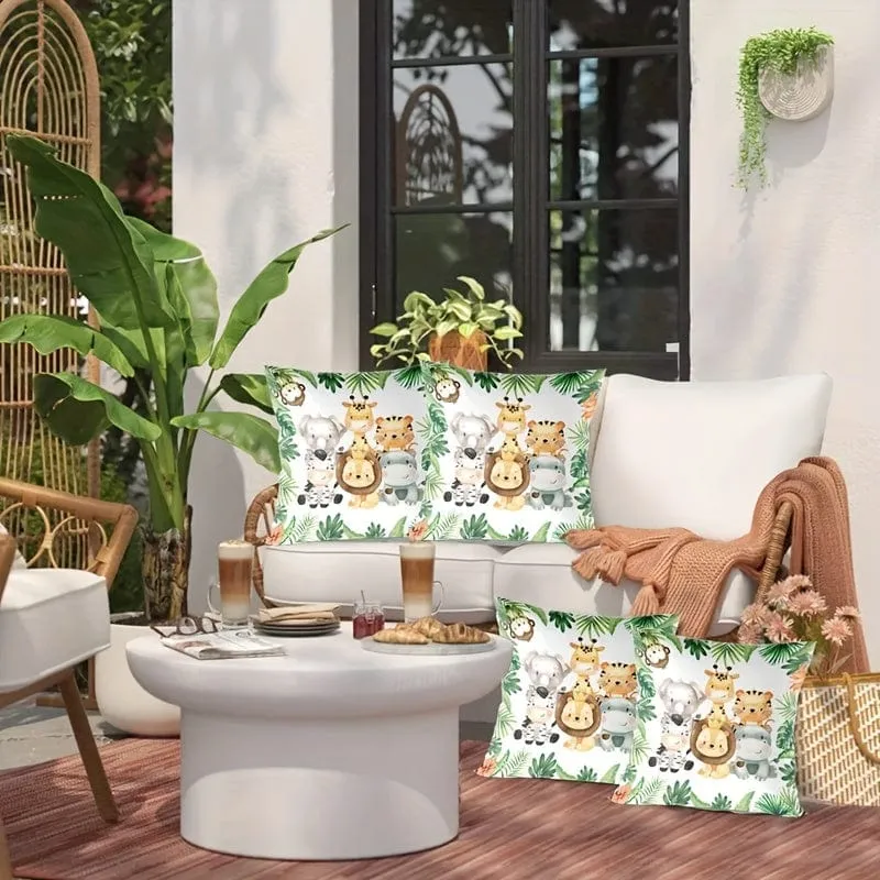 1 Stück Dschungeltier-Überwurf-Kissenbezug für Sofa, dekorativer Bezug für Jungen und Mädchen, Raumdekoration, niedlicher Kissenbezug, Heimdekoration, Raumdekoration, Schlafzimmerdekoration, Sammlerstücke, Gebäudezubehör (Kissen ist nicht im Lieferumfang enthalten).