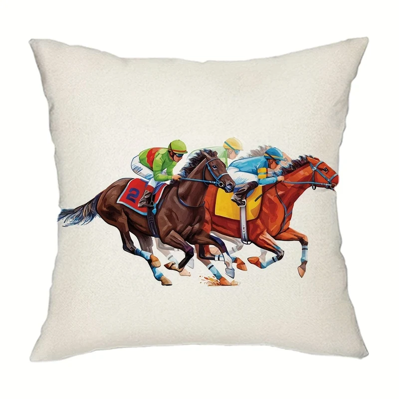 1 Stück, Kentucky Derby Dekokissenbezug, Run For The Roses Jockey Pferderennen Motto-Partydekoration für Couch Sofa, ohne Kisseneinsatz