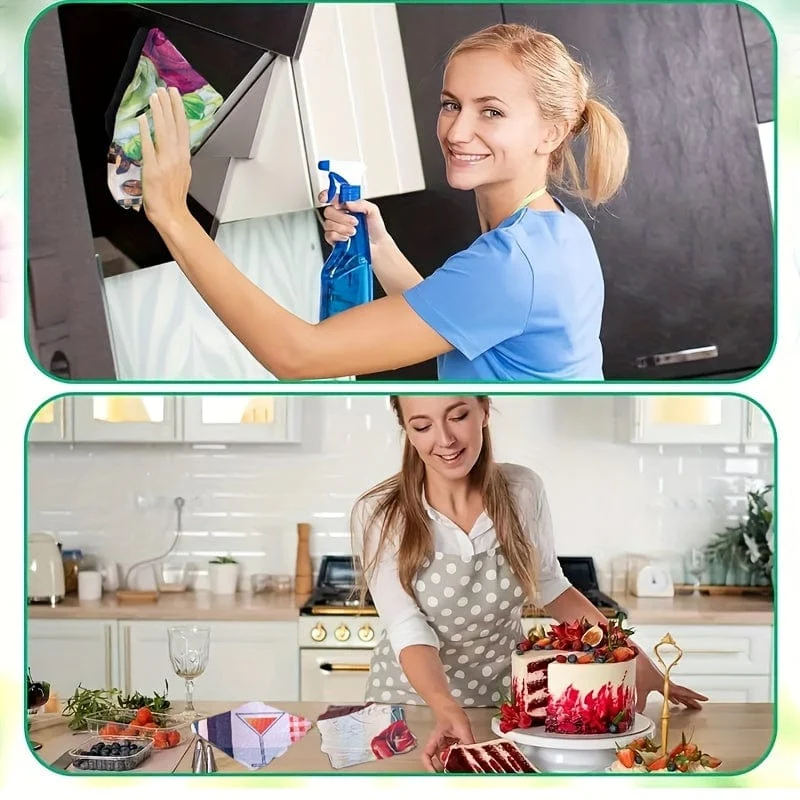 12 Stück, Handtücher, lustiges Küchentuch im einfachen Stil, bunt bedrucktes dekoratives Geschirrtuch, weiches und saugfähiges Geschirrtuch für den Urlaub, Küchenbedarf, Reinigungsutensilien, Küchendekor
