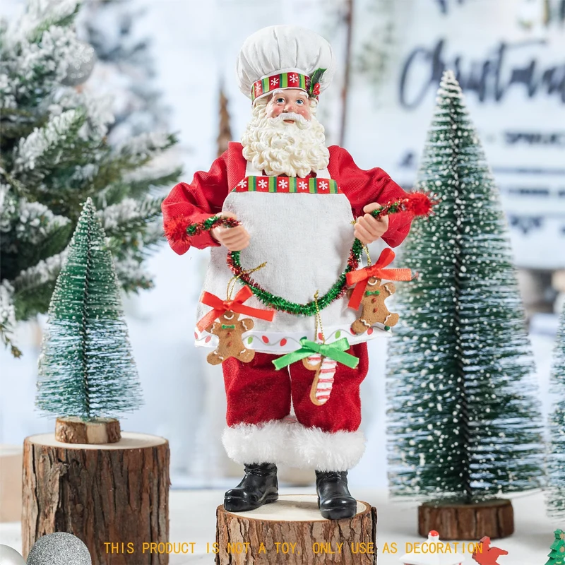 1 Stück Weihnachts-Weihnachtsmann-Figuren-Dekoration, mehrfarbige Weihnachts-Koch-Weihnachtsmann-Figuren, Puppen-Zubehör, Ornament, Geschenk, Weihnachtsmann, stehende Statue, Heim-Weihnachtsdekoration, Weihnachtsdekoration, Weihnachtsdekoration,