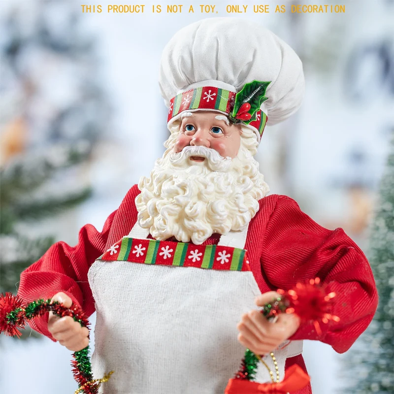 1 Stück Weihnachts-Weihnachtsmann-Figuren-Dekoration, mehrfarbige Weihnachts-Koch-Weihnachtsmann-Figuren, Puppen-Zubehör, Ornament, Geschenk, Weihnachtsmann, stehende Statue, Heim-Weihnachtsdekoration, Weihnachtsdekoration, Weihnachtsdekoration,