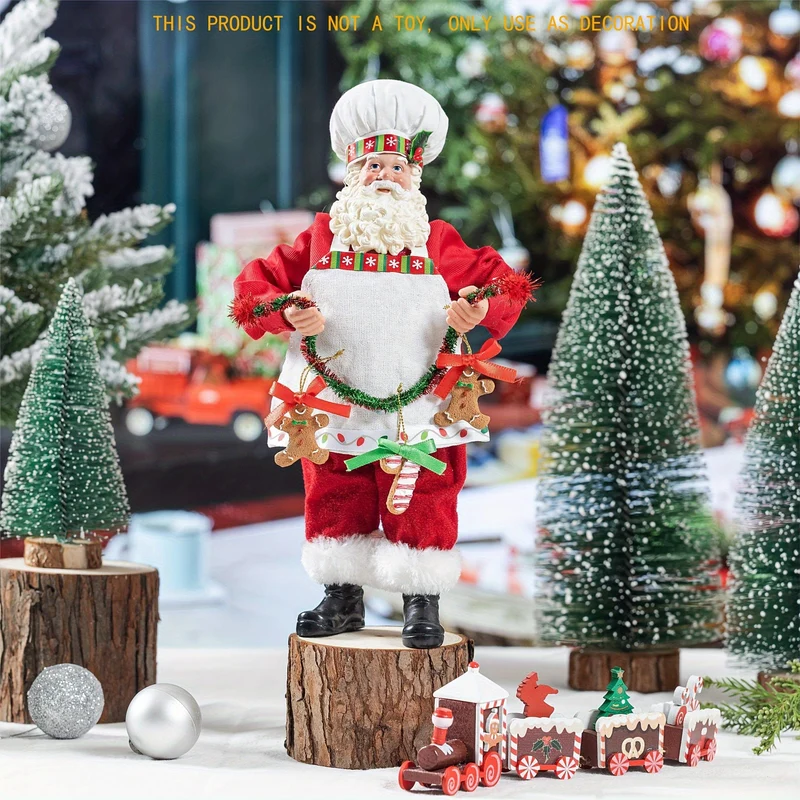 1 Stück Weihnachts-Weihnachtsmann-Figuren-Dekoration, mehrfarbige Weihnachts-Koch-Weihnachtsmann-Figuren, Puppen-Zubehör, Ornament, Geschenk, Weihnachtsmann, stehende Statue, Heim-Weihnachtsdekoration, Weihnachtsdekoration, Weihnachtsdekoration,