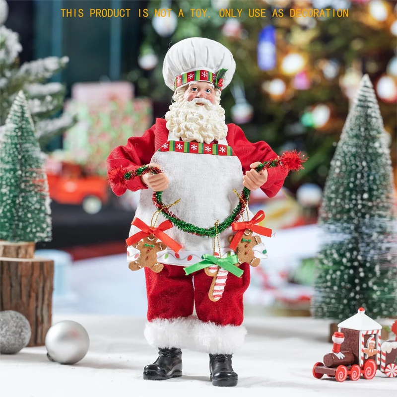 1 Stück Weihnachts-Weihnachtsmann-Figuren-Dekoration, mehrfarbige Weihnachts-Koch-Weihnachtsmann-Figuren, Puppen-Zubehör, Ornament, Geschenk, Weihnachtsmann, stehende Statue, Heim-Weihnachtsdekoration, Weihnachtsdekoration, Weihnachtsdekoration,