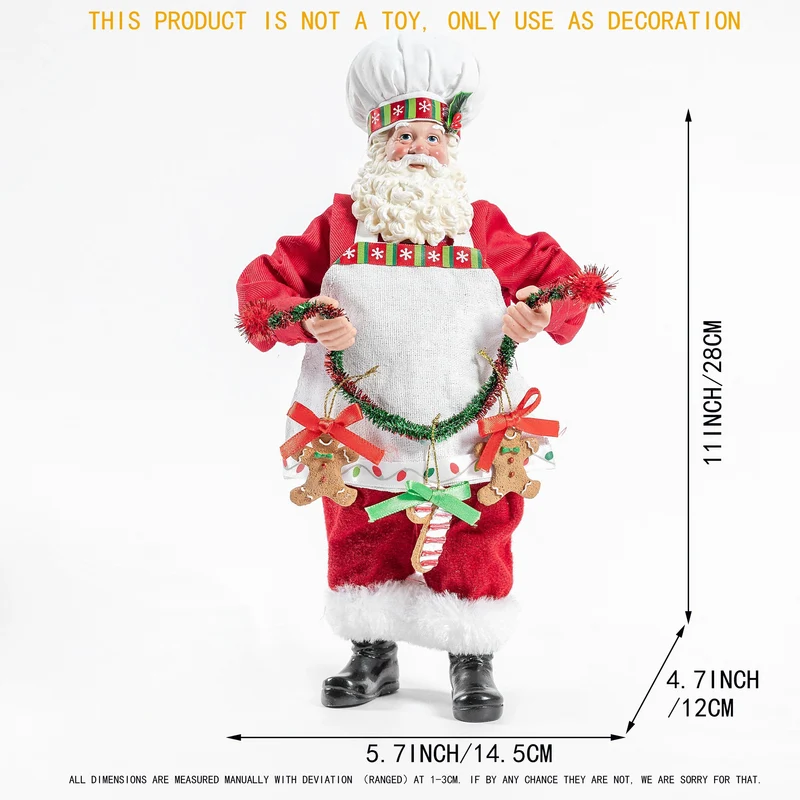 1 Stück Weihnachts-Weihnachtsmann-Figuren-Dekoration, mehrfarbige Weihnachts-Koch-Weihnachtsmann-Figuren, Puppen-Zubehör, Ornament, Geschenk, Weihnachtsmann, stehende Statue, Heim-Weihnachtsdekoration, Weihnachtsdekoration, Weihnachtsdekoration,