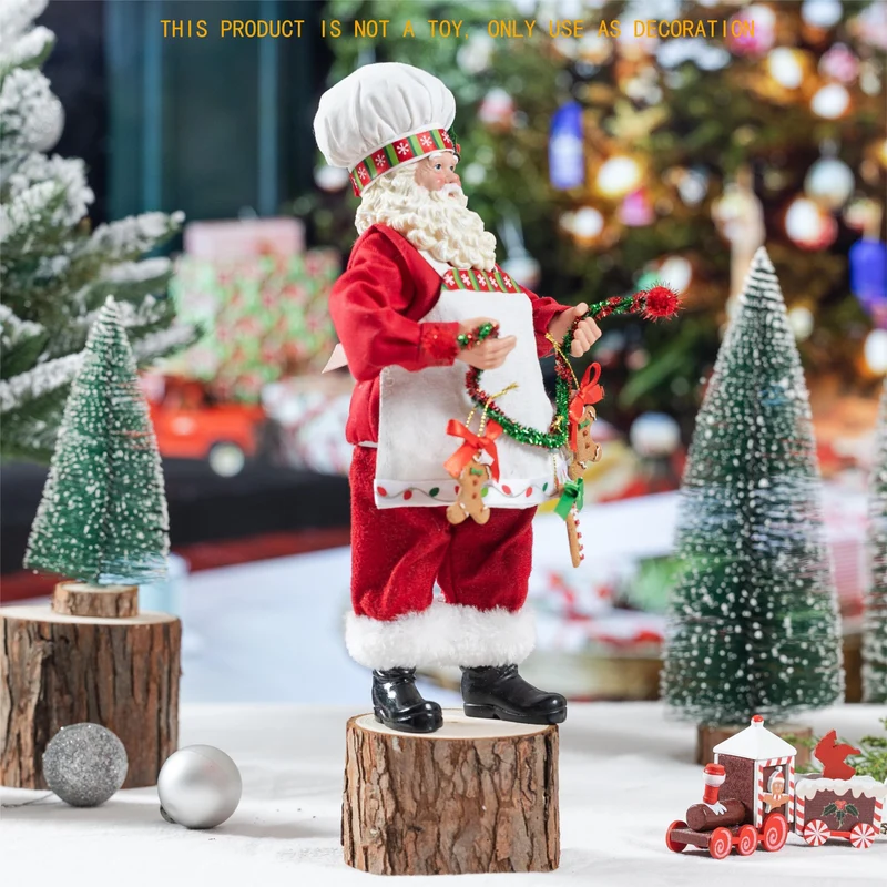 1 Stück Weihnachts-Weihnachtsmann-Figuren-Dekoration, mehrfarbige Weihnachts-Koch-Weihnachtsmann-Figuren, Puppen-Zubehör, Ornament, Geschenk, Weihnachtsmann, stehende Statue, Heim-Weihnachtsdekoration, Weihnachtsdekoration, Weihnachtsdekoration,