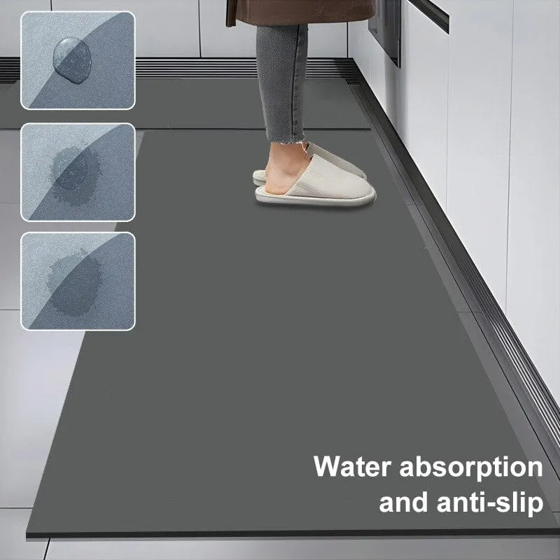 1 Stück Premium-Bodenmatte aus Kieselalgenschlamm für die Küche, super saugfähige Bodenmatte mit rutschfester Unterseite, schnell trocknender großer Teppich für Badezimmer und Wohnzimmer, saugfähige Badematte, Bodenmatte für die Wäsche