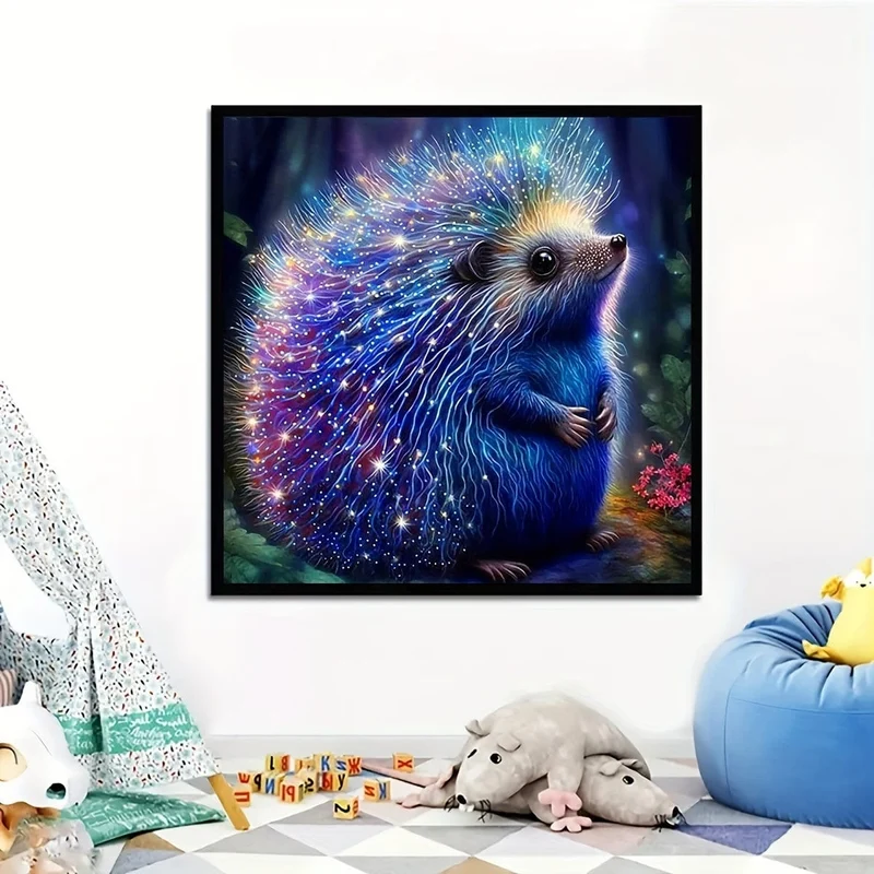 1 Set, leuchtender Igel, 5D-Diamant-Malset für Erwachsene – Stickarbeit zum Selbermachen als Wanddekoration zu Hause – Vollbohr-Diamanten – perfekt für Anfänger
